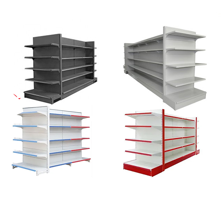 Heavy Duty Metallic Gondola Shelving for Supermarket Wall Side Advertising Display Rack for Bread