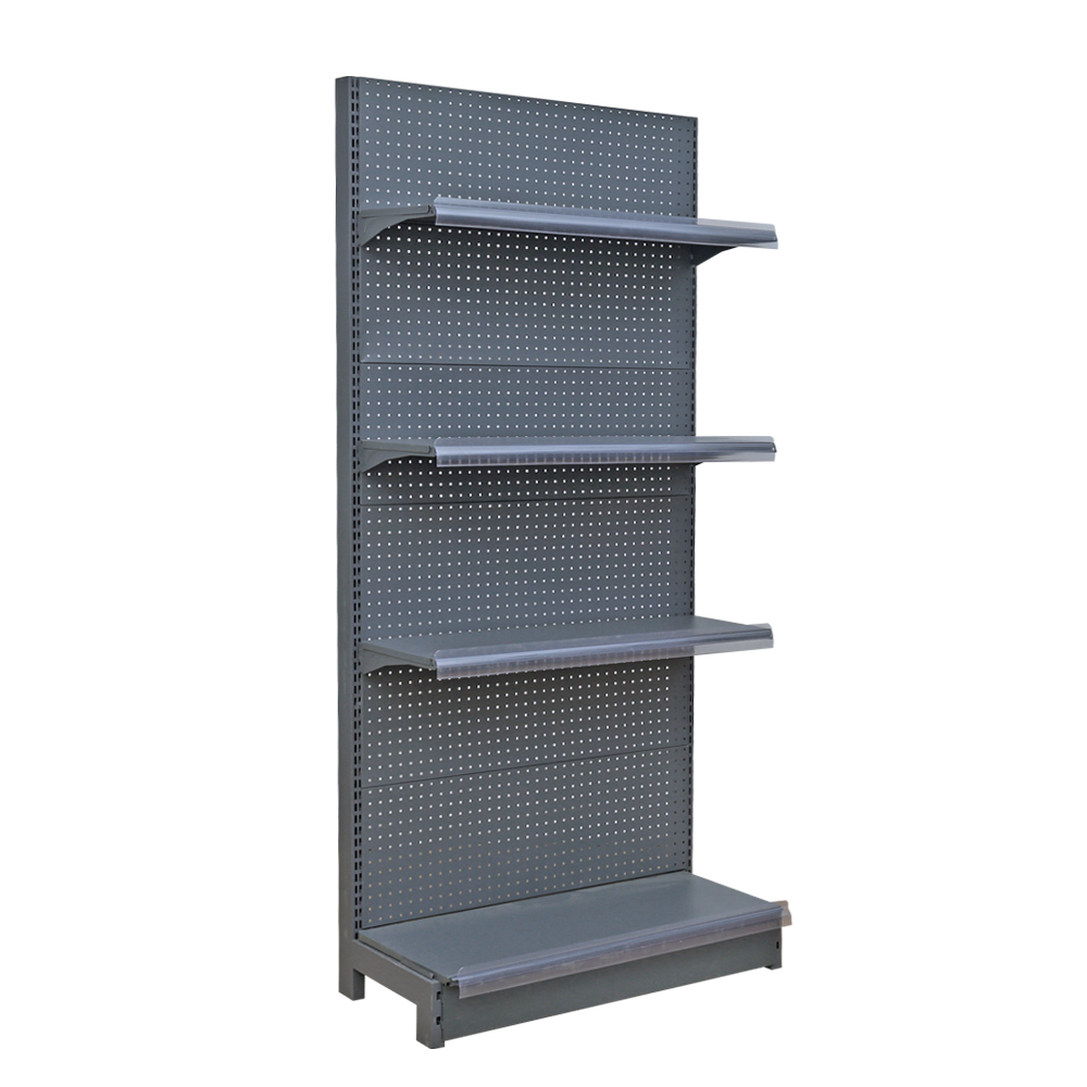 Wholesale Heavy Duty Gondola Rack Double-Sided Supermarket Display Shelf From China Factory Metallic Material