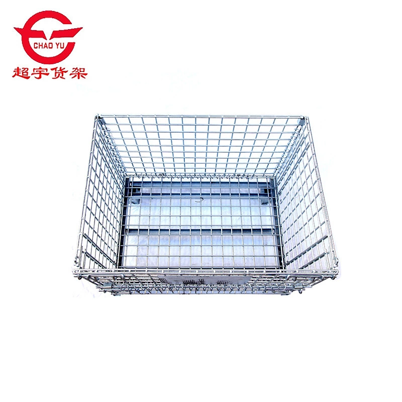 High Load Capacity Steel Wire Mesh Foldable Storage Cage with Wheels Corrosion Protection ISO9001 Certified