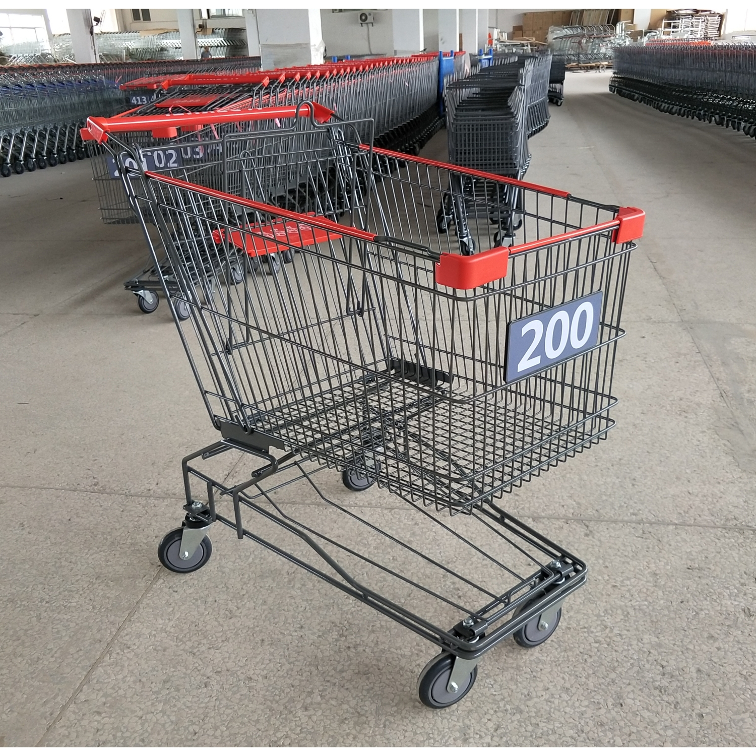 European Style Escalator Metal Shopping Trolley Large Capacity Supermarket Of180L