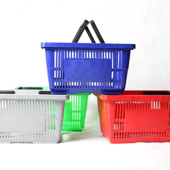 20L & 28L Plastic Shopping Basket with Wheels Convenient Storage for Easy Shopping & Home Use