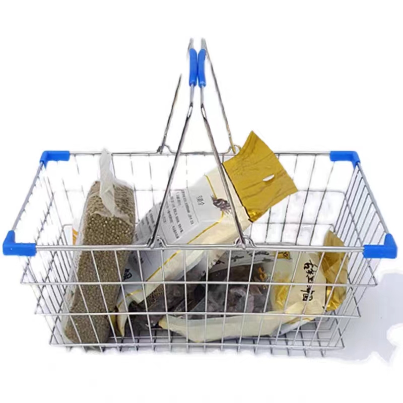 Metal Wire Supermarket Shopping Basket Detail View