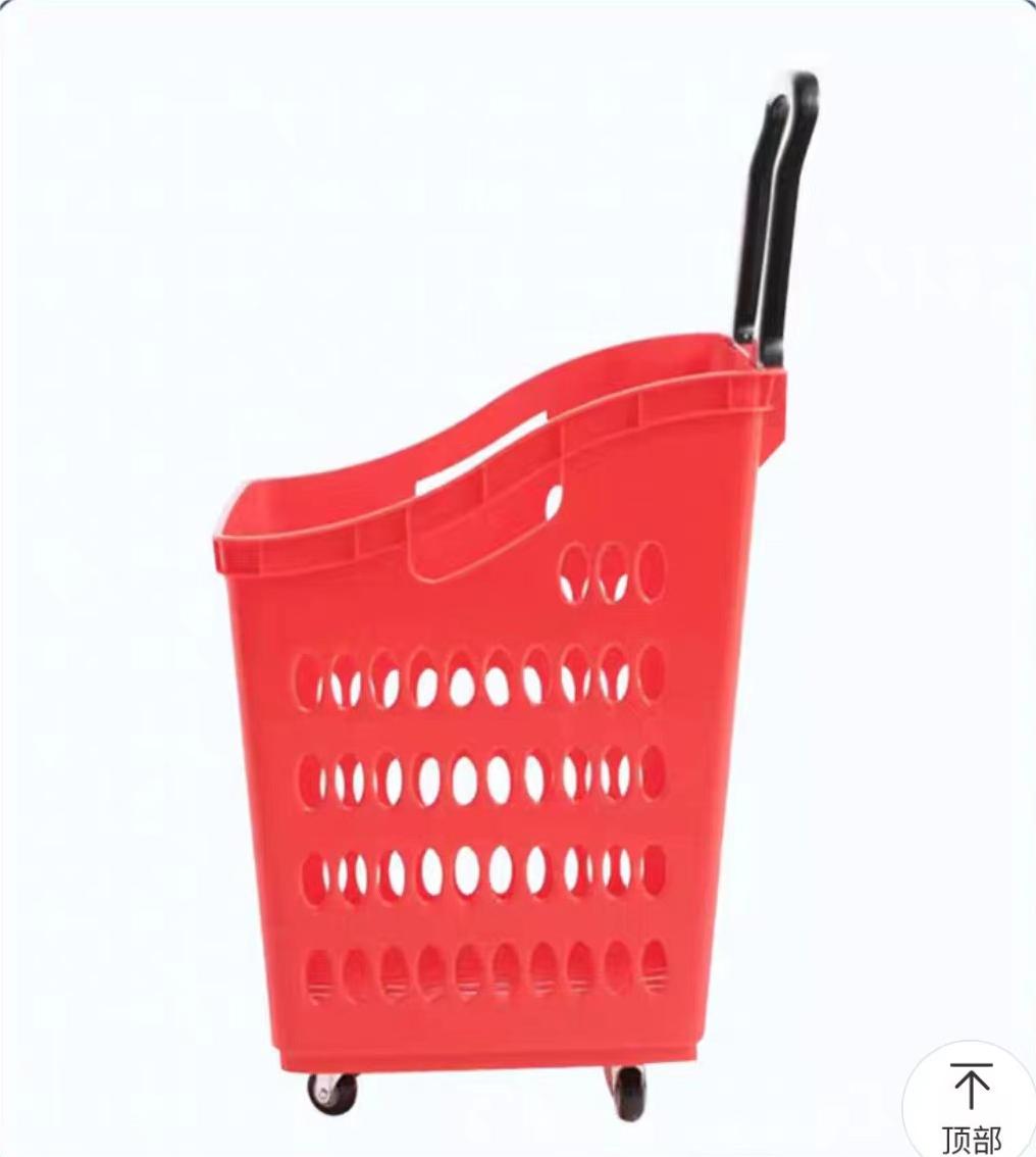 Supermarket Shopping Ktv Basket Pull Rod with Wheel Plastic Tug Thickened Large Store Cart