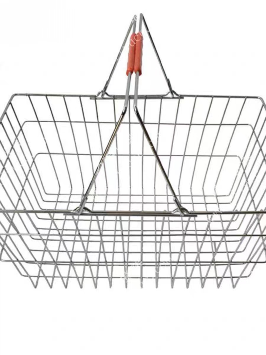 New Design Products  Metal Wire Supermarket Shopping Basket with Double Handle Metal