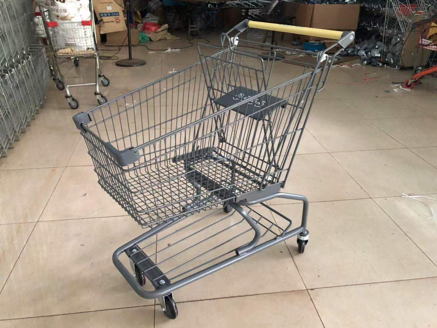China Factory Custom150L Supermarket Shopping Trolley Cart American Style Hand Trolley