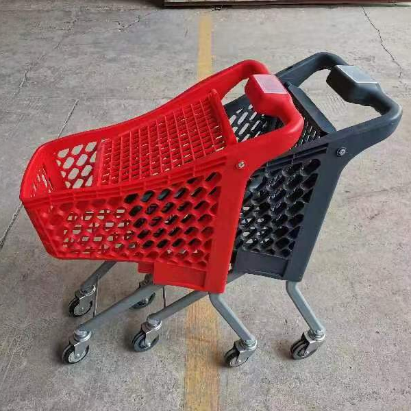 CHAOYU Plastic Supermarket Kids Shopping Trolley with Iron Cart and Flag for Children