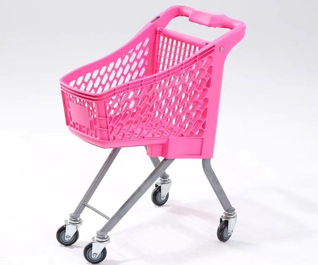 CHAOYU Plastic Supermarket Kids Shopping Trolley with Iron Cart and Flag for Children