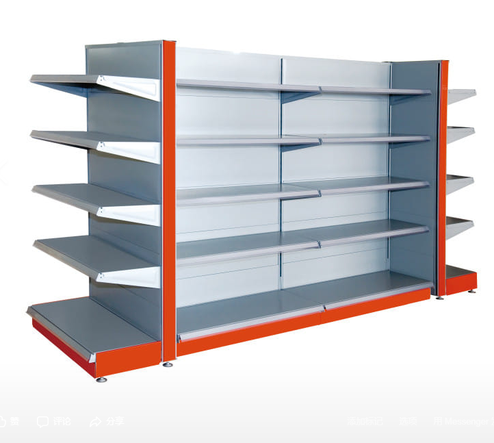 Frosted Double-sided Grocery Shelf  Easy-install Convenience Store Racks Design Metallic Gondola Shelving