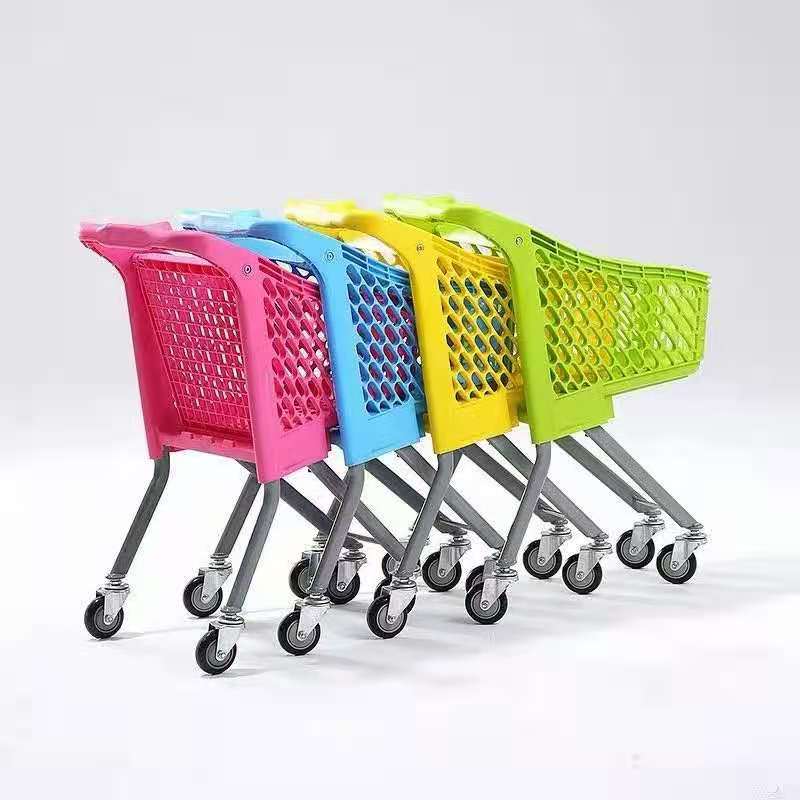CHAOYU Plastic Supermarket Kids Shopping Trolley with Iron Cart and Flag for Children