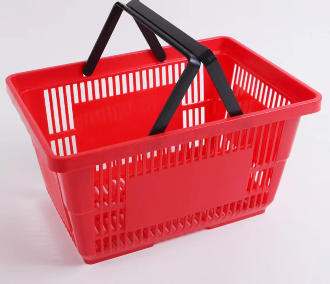 Popular Grocery Store Laundry Handbasket Supermarket Plastic Handle  Hanging Shopping Basket