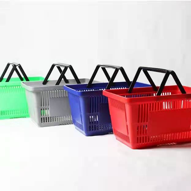 20L & 28L Plastic Shopping Basket with Wheels Convenient Storage for Easy Shopping & Home Use