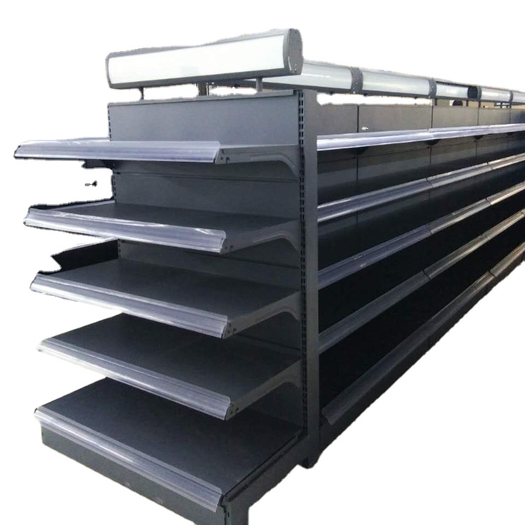 Modern Steel Supermarket Shelves & Gondola Shelving with Corrosion Protection Strong Structure Electrostatic Powder Coating