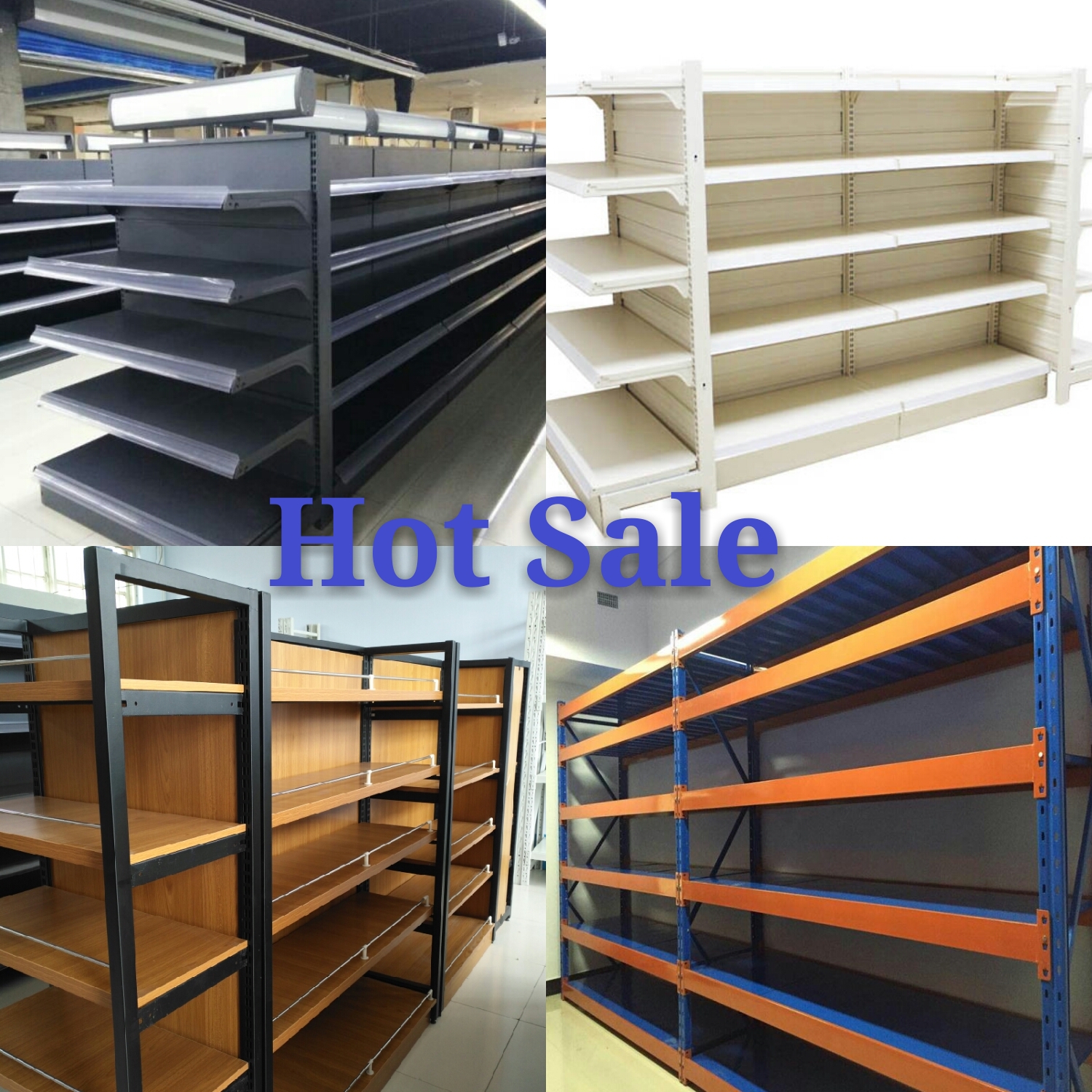 Light Duty Double-Sided Steel Supermarket Shelves and Gondola Shelves with Display Cabinets