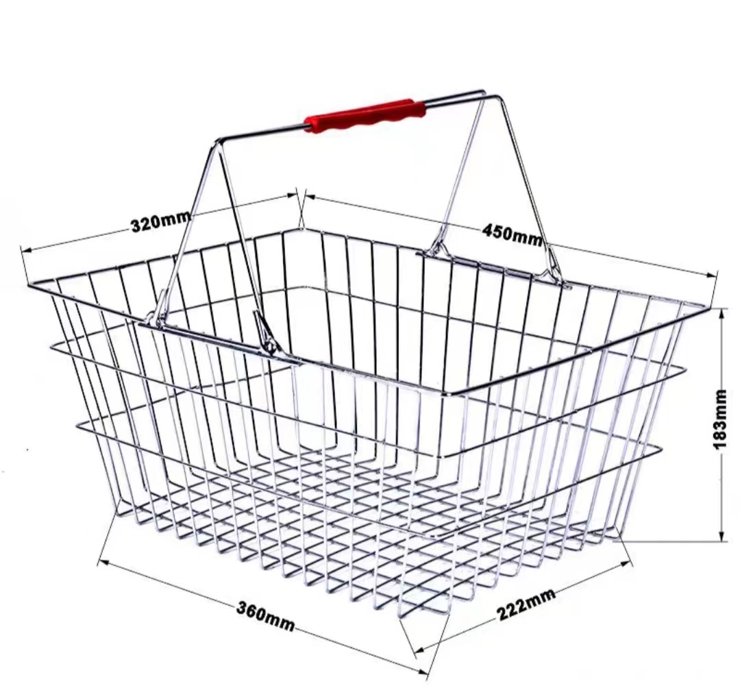 Metal Wire Supermarket Shopping Basket Grid Details