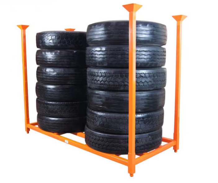 Portable Heavy Duty Steel Multi-Level Foldable Stackable Truck Tire Storage Rack Electrostatic Powder Coating Corrosion