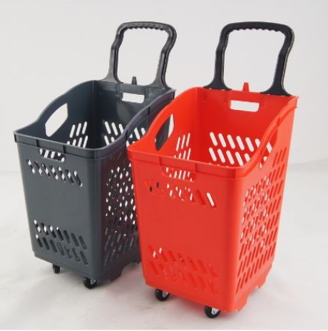 Supermarket Shopping Ktv Basket Pull Rod with Wheel Plastic Tug Thickened Large Store Cart