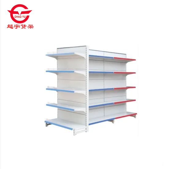 Customized Convenience Shop Display Shelves Interior Design Gondola Racks Stainless Steel Retail Shelving