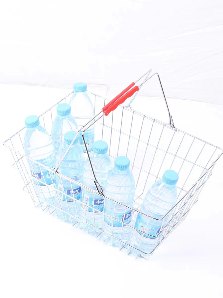 New Design Products  Metal Wire Supermarket Shopping Basket with Double Handle Metal