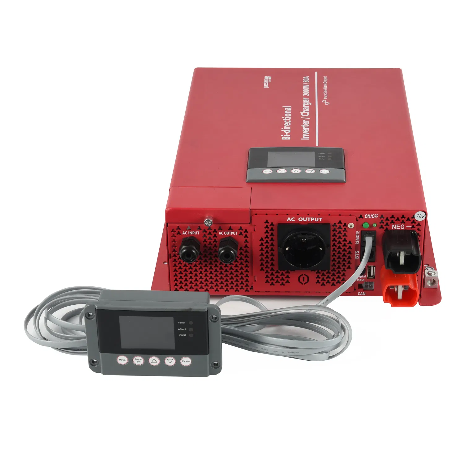 Yassion Bi-Directional Power Inverter with Charger 2000W 12V/120V RV Inverter Charging Current 80A