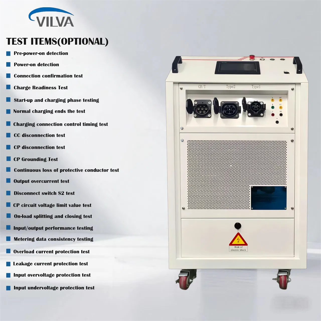 380V 23kw AC EV Charger Simulator Type 1/2/Gbt Sockets for Car Charging Stations Testing
