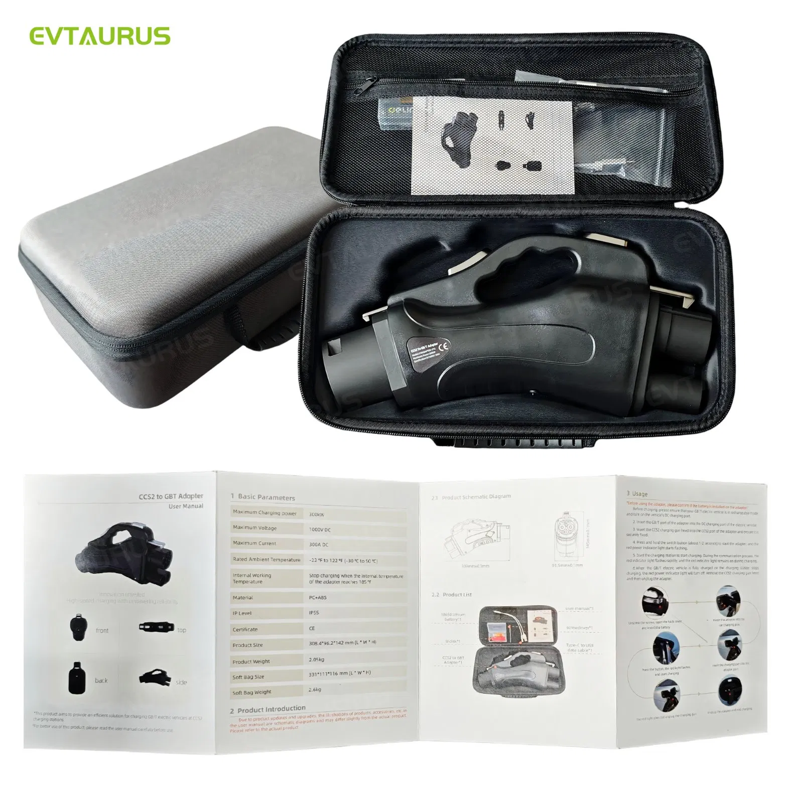 Energysaving IP55 CCS2 to Gbt Car Charger Auto Charging Adapter EV Charger Adapter