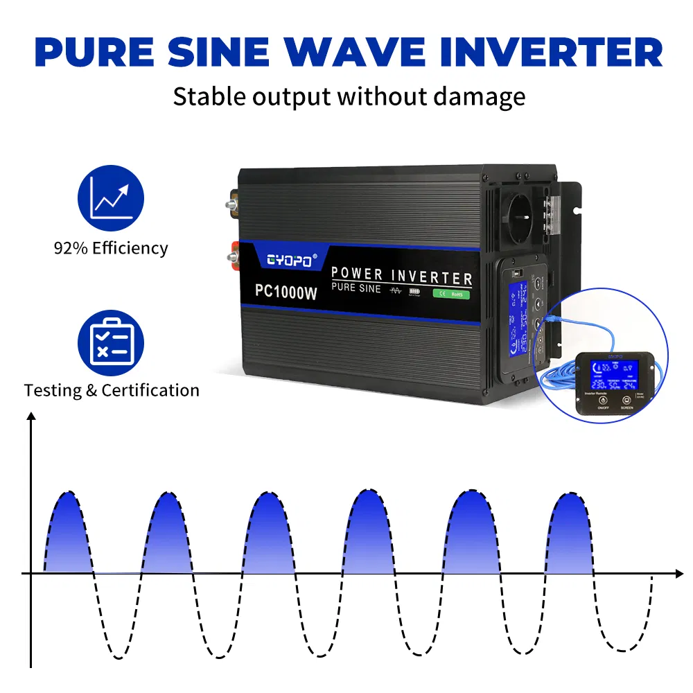OEM 1000W Bi-Directional Pure Sine Wave UPS Inverter &amp; Charger for RV Caravan Vehicle