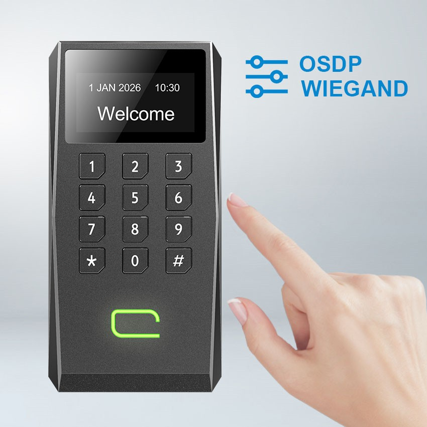 Wiegand RS485 Osdp Linux Display RFID 13.56MHz 125kHz Access Control Reader with NFC Bluetooths Mobile APP