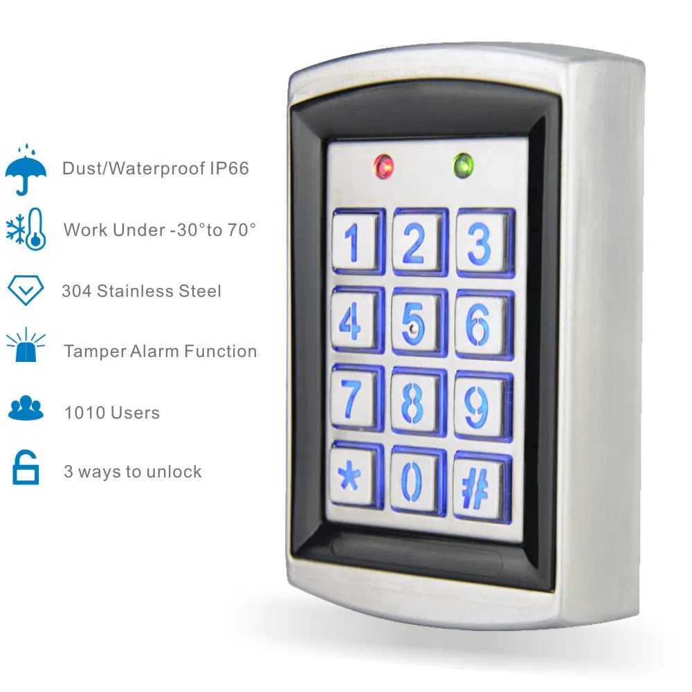 Stainless Steel RFID Access Control Keypad 125kHz 13.56MHz Pin Code Access