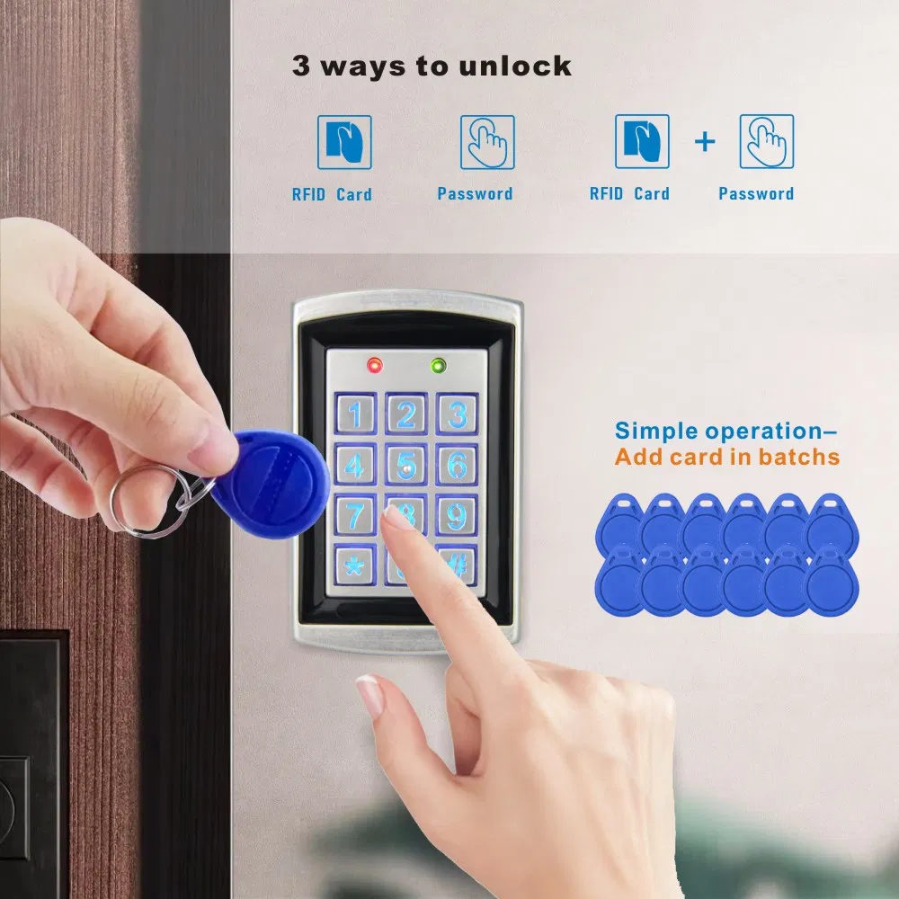 Stainless Steel RFID Access Control Keypad 125kHz 13.56MHz Pin Code Access