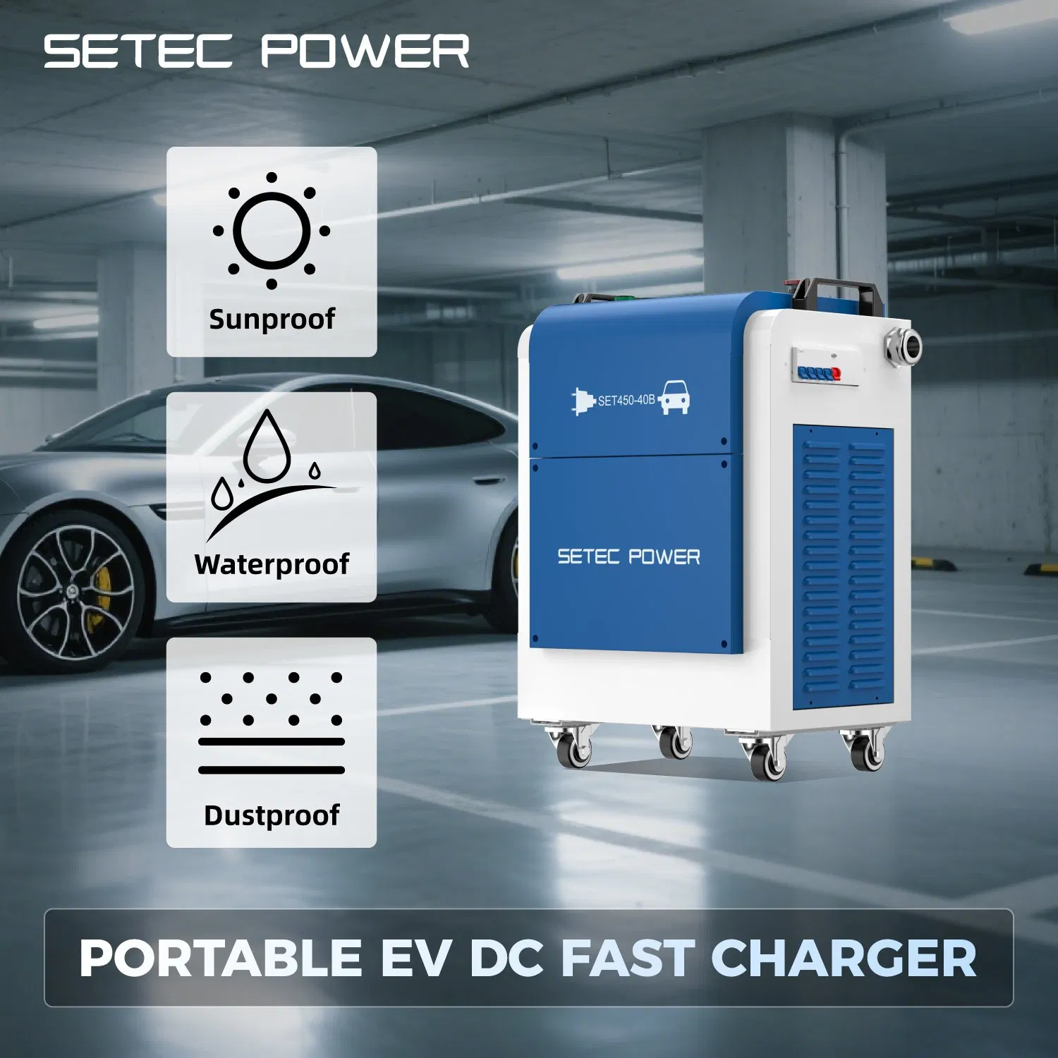 SETEC POWER Level 3 DC Portable Fast EV Charging Station | RFID, APP Control, OCPP Protocol Compatible