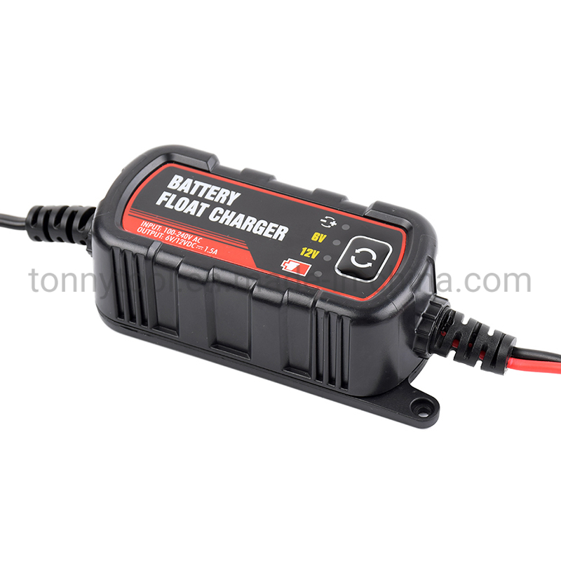 6V/12V, 1.5A Smart Battery Charger/Maintainer, Charger with Trickle and Float Charging, Ce and RoHS