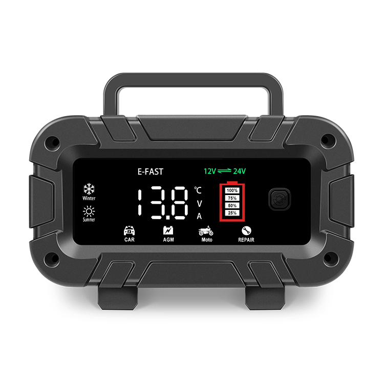 Smart Touch Screen Automatic Car Battery Pulse Maintainer AC/DC 12V10A Portable Charger Trickle Lead Acid Battery Charger