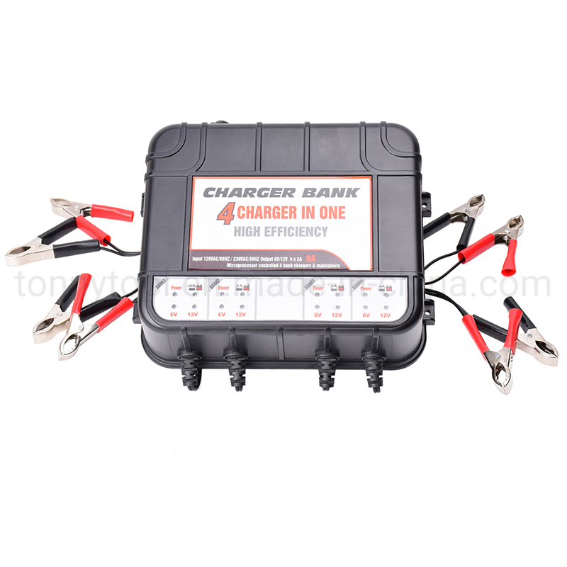 4-Bank, 8-AMP (2-AMP Per Bank) Fully-Automatic Smart Charger, 6V and 12V Battery Charger, Battery Maintainer, Trickle Charger