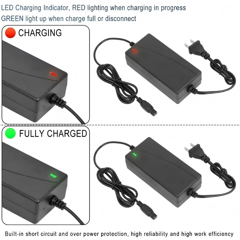 36V Smart Lithium Battery Charger DC42V 2A 5.5X2.1mm for 10 Series 36V 8ah 9ah 10ah 12ah 20ah with LED Indicator EU Us Plug