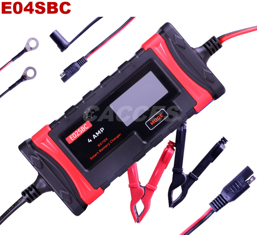 Car Battery Charger,8-Step 4AMP Automatic Portable Battery Charger Maintainer, 6V/12V Smart &amp; Advanced Trickle Charger Battery Desulfator with Temp Compensation