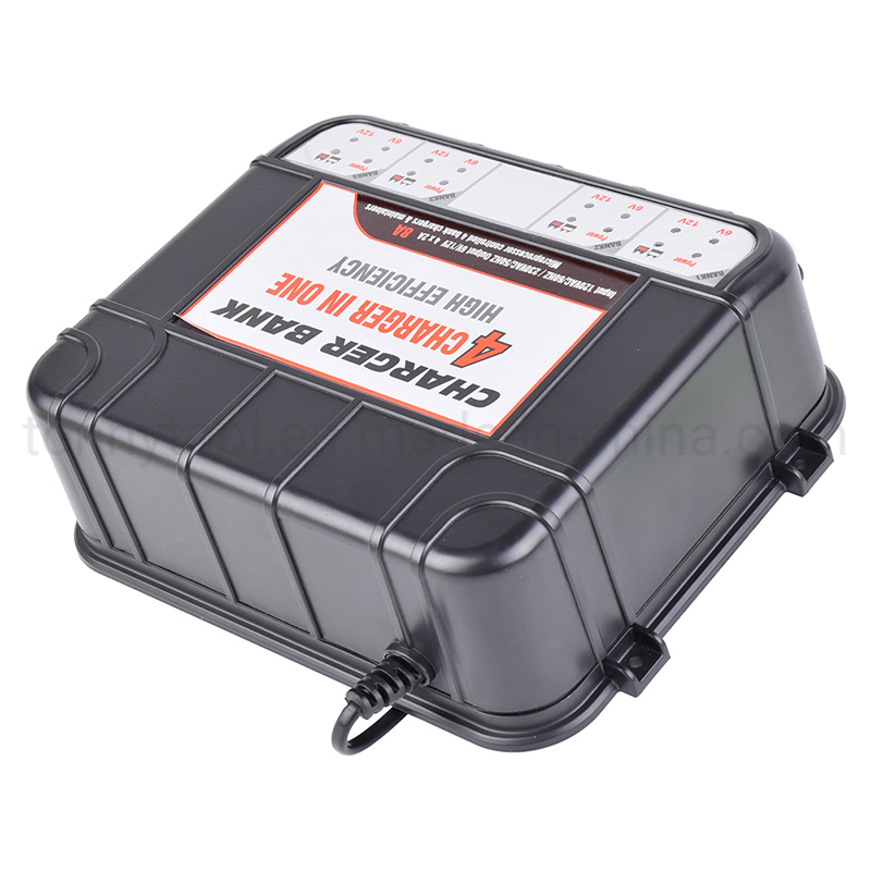 4-Bank, 8-AMP (2-AMP Per Bank) Fully-Automatic Smart Charger, 6V and 12V Battery Charger, Battery Maintainer, Trickle Charger