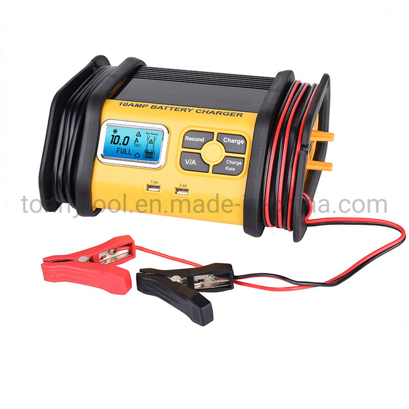 10-AMP Fully-Automatic Smart Charger, 12 Volt Battery Charger, Battery Maintainer, Trickle Charger