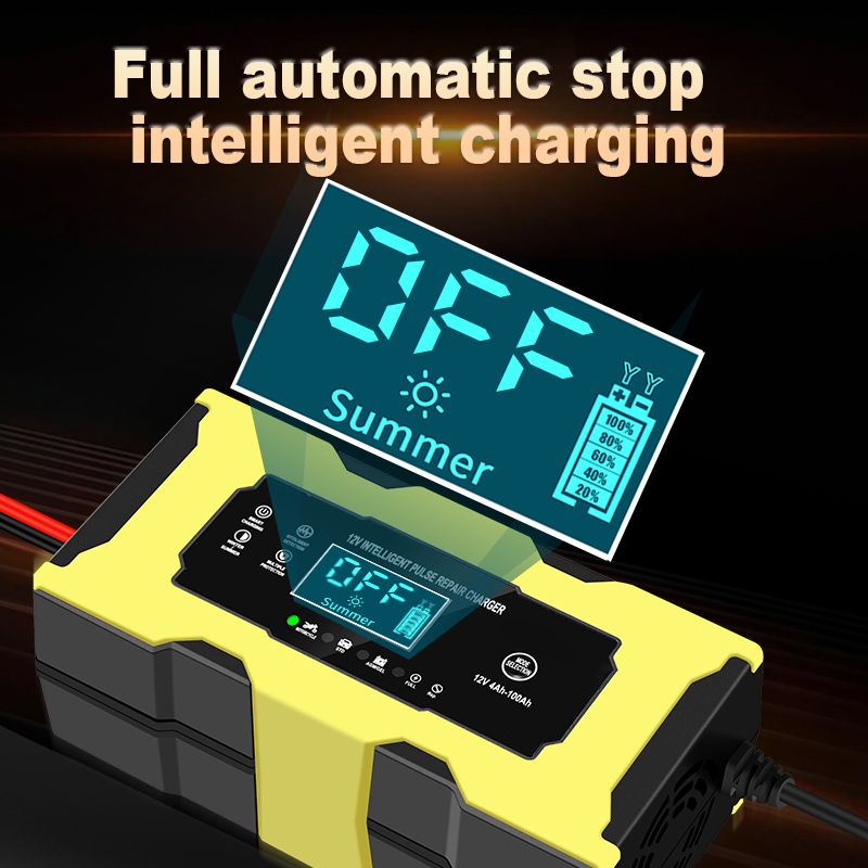 6AMP Electric Smart Portable Rechargeable LCD Gel AGM Lead-Acid Battery Charger 12V for Motorcycle Car Nan