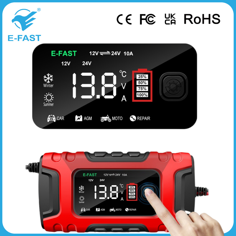 Automobile Trickle Charger 12V10A/24V5a 7-Stage Smart Battery Charger