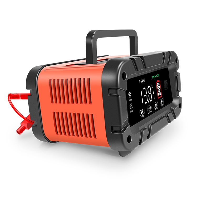 Portable 24V 5A 7-Stage Lead Acid AGM LiFePO4 Motorcycle Car Battery Charger 12V 10A Smart LCD Display Automatic Charger