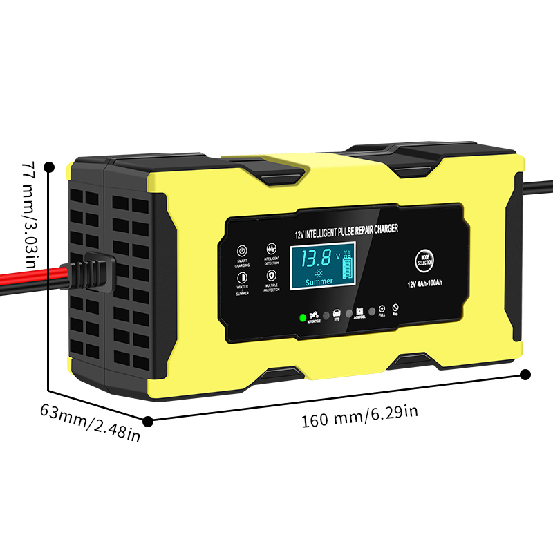 6AMP Electric Smart Portable Rechargeable LCD Gel AGM Lead-Acid Battery Charger 12V for Motorcycle Car Nan