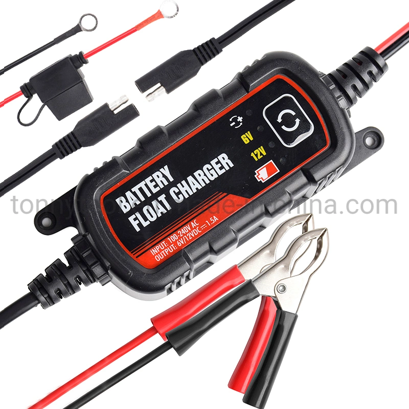 6V/12V, 1.5A Smart Battery Charger/Maintainer, Charger with Trickle and Float Charging, Ce and RoHS