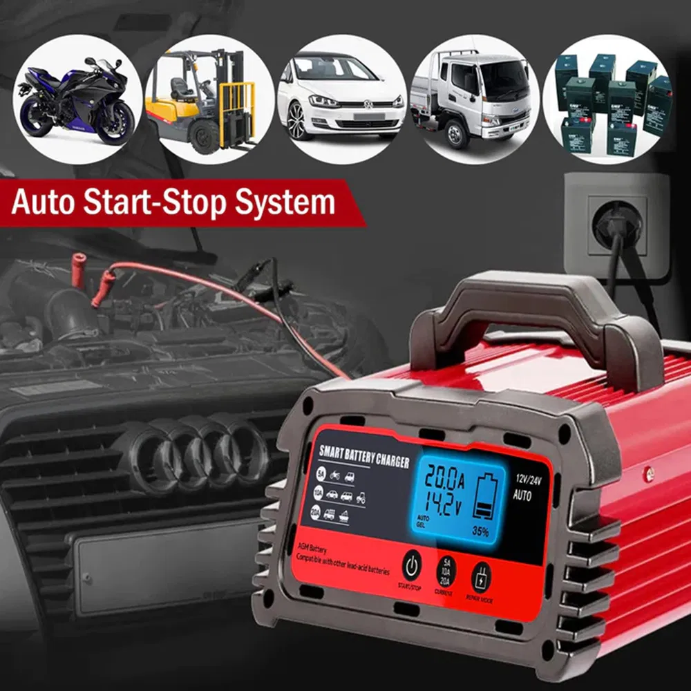 12V/24 Volt DC 20AMP Smart Car Battery Charger for Std/Gel/AGM/Efb/Lead Acid Battery