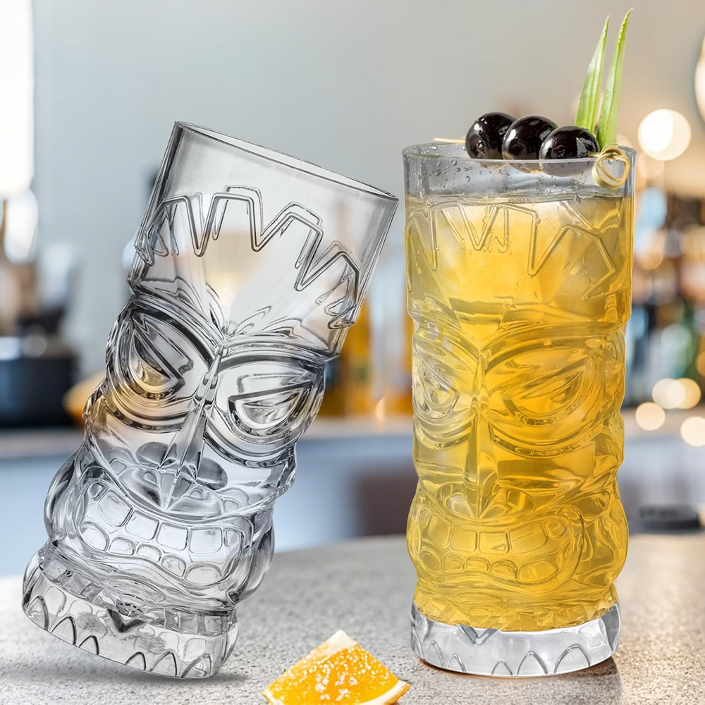 Buy Vintage Tribal Design Tiki Mug Hawaiian Party Barware Exotic Plastic Cocktail Glass Clear Tiki Mug Supplier, Factory