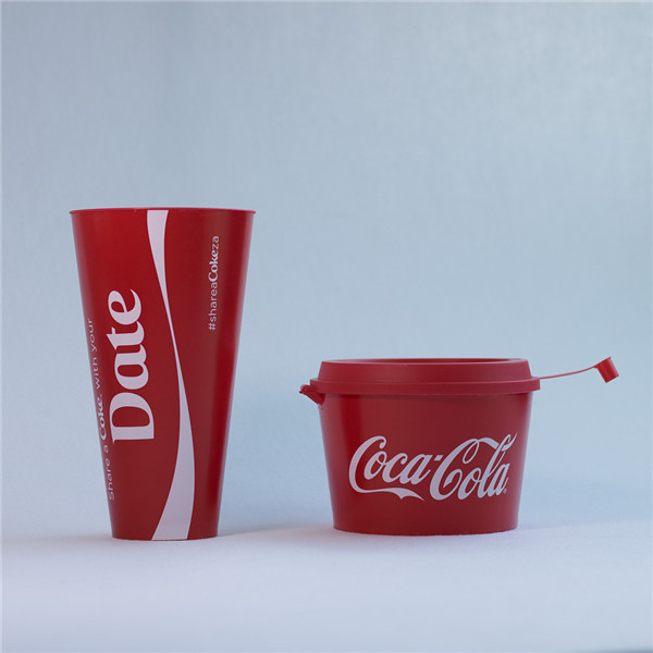 OEM Charmlite 1000ml two in one 2-1 pp plastic drinking cup customize hard pp cup with snack bowl and straw Manufacturers, Factories