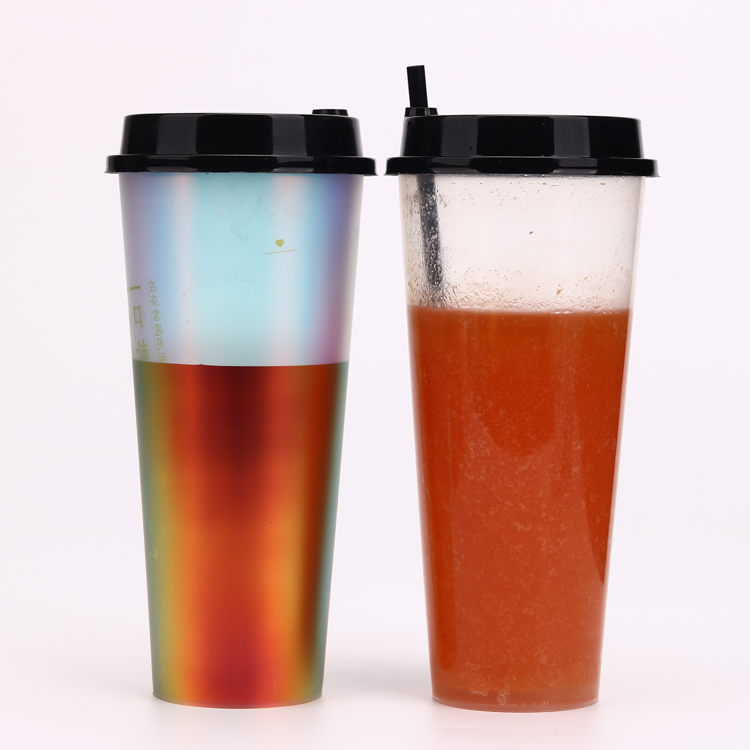 High-Quality Stackable Customized 24oz Rainbow PP Cup IML Plastic Bubble Cup Factory, Exporter