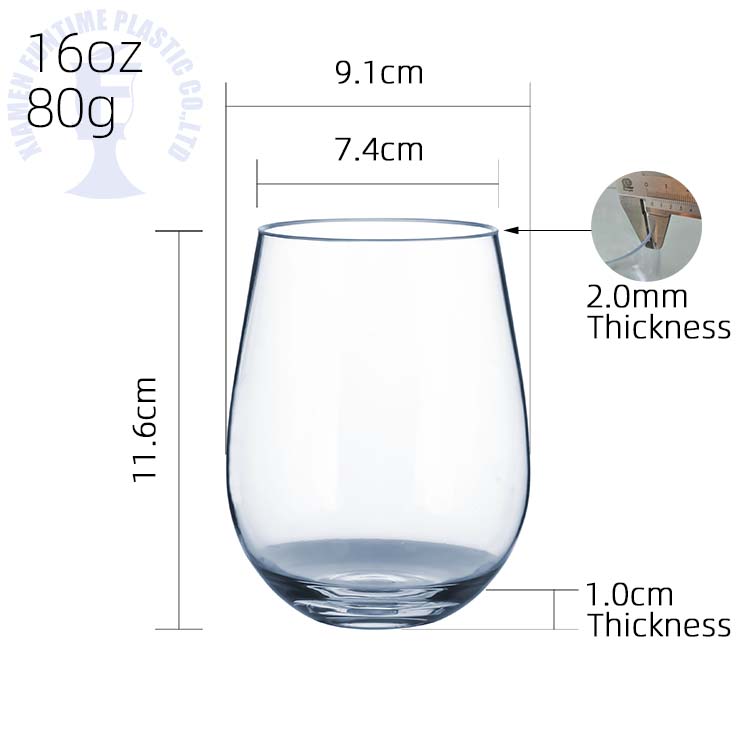 High-Quality Funtime 20oz Heavy Duty Unbreakable Stemless Tritan Wine Glass with Custom Logo Supplier, Pricelist
