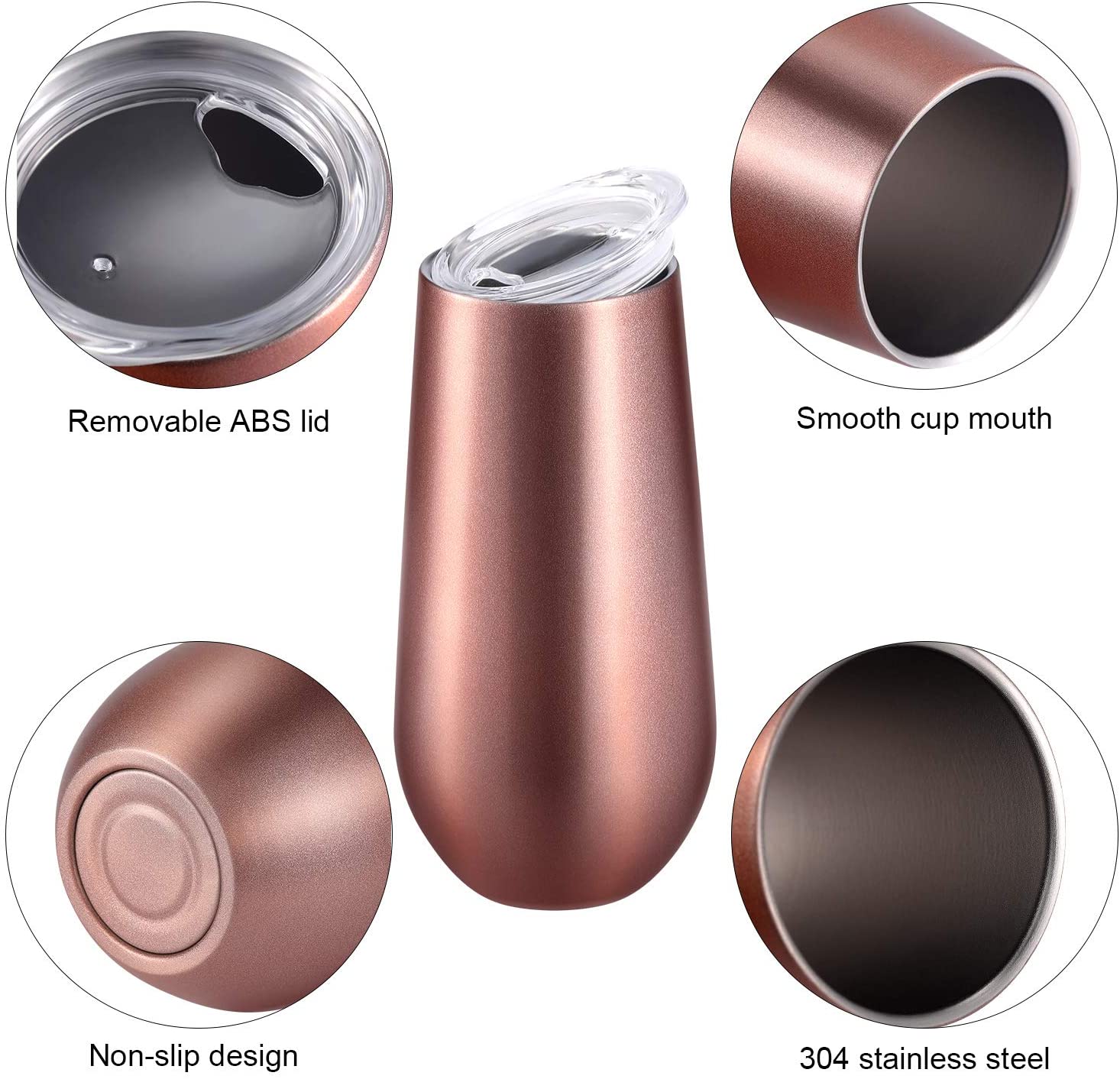 High-Quality 6oz mini double wall stemless wine glass, stainless steel vacuum insulated Champagne Flutes Wine Tumbler with lid Manufacturers, Quotes
