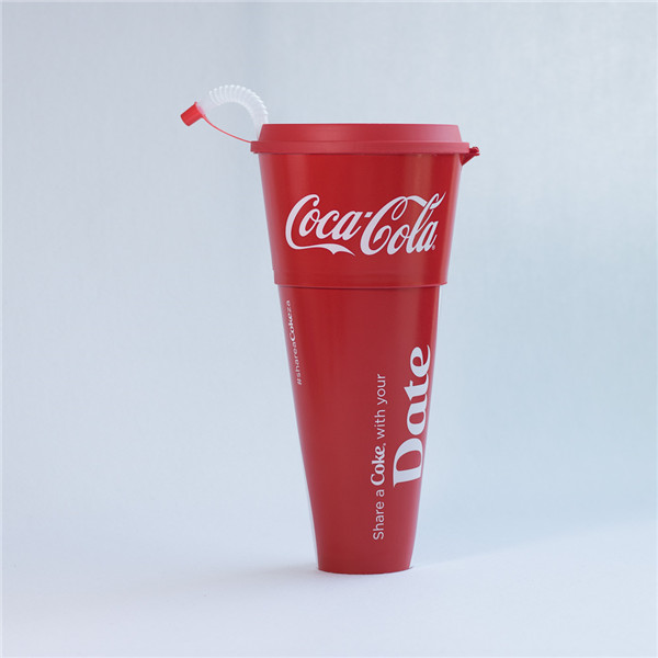 OEM Charmlite 1000ml two in one 2-1 pp plastic drinking cup customize hard pp cup with snack bowl and straw Manufacturers, Factories