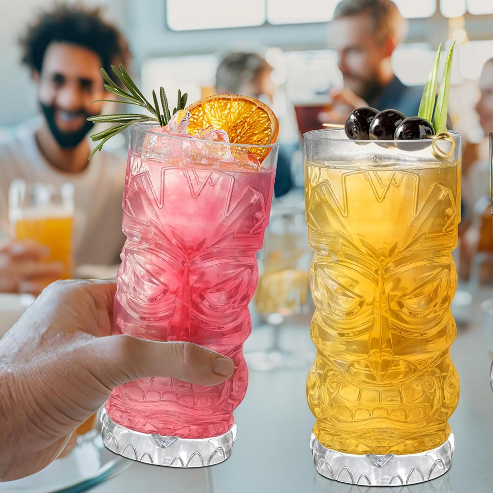 Buy Vintage Tribal Design Tiki Mug Hawaiian Party Barware Exotic Plastic Cocktail Glass Clear Tiki Mug Supplier, Factory